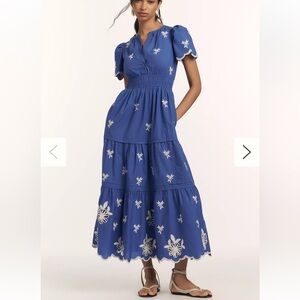 The Somerset Embroidered Maxi Dress in Blue